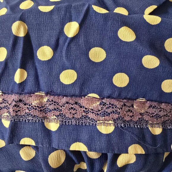 Vintage Cobalt & Creme Polka-dot Maxi Dress 3/4 Sleeve by Jane Schaffhausen Sz14 - Picture 5 of 7